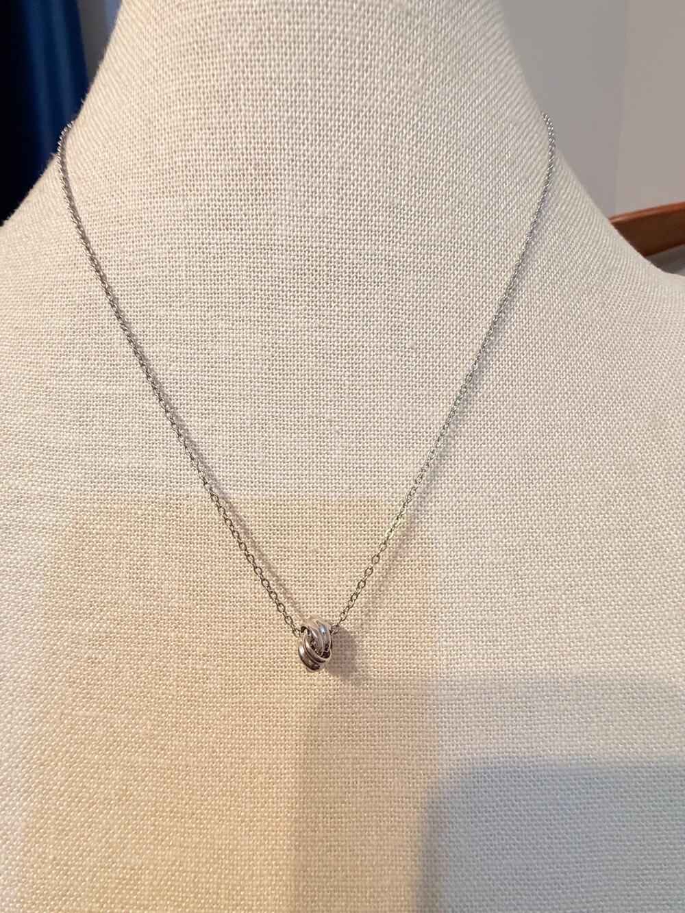 Vintage Brunel Silver Tone Knot Necklace 18”+2”